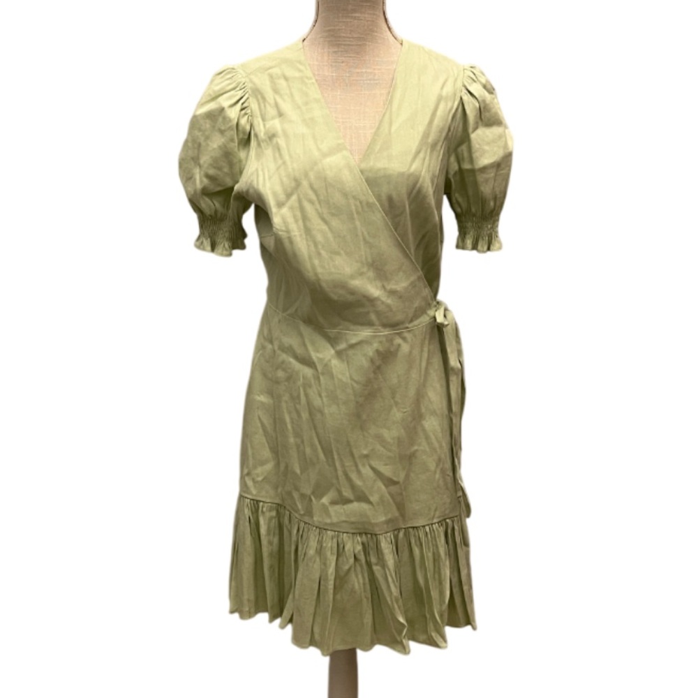 Antonio Melani‎ Cleo Linen Blend Wrap Dress in Honeydew - Size 12